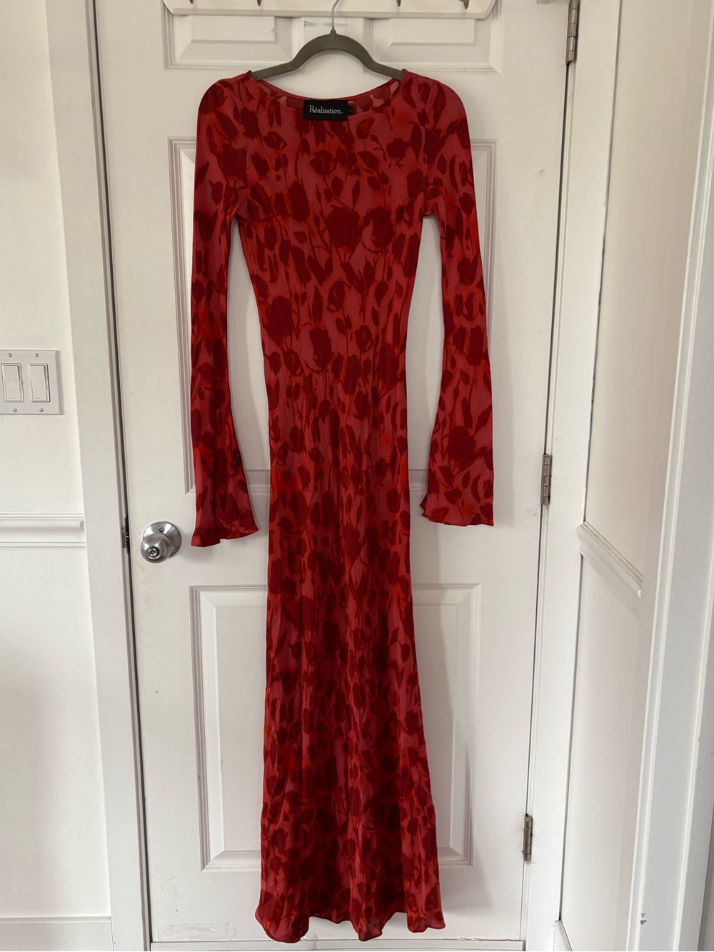 Realisation Par Red Floral Long-Sleeve Maxi Dress
